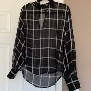 Prologue Sheer Black and White Blouse Sz L